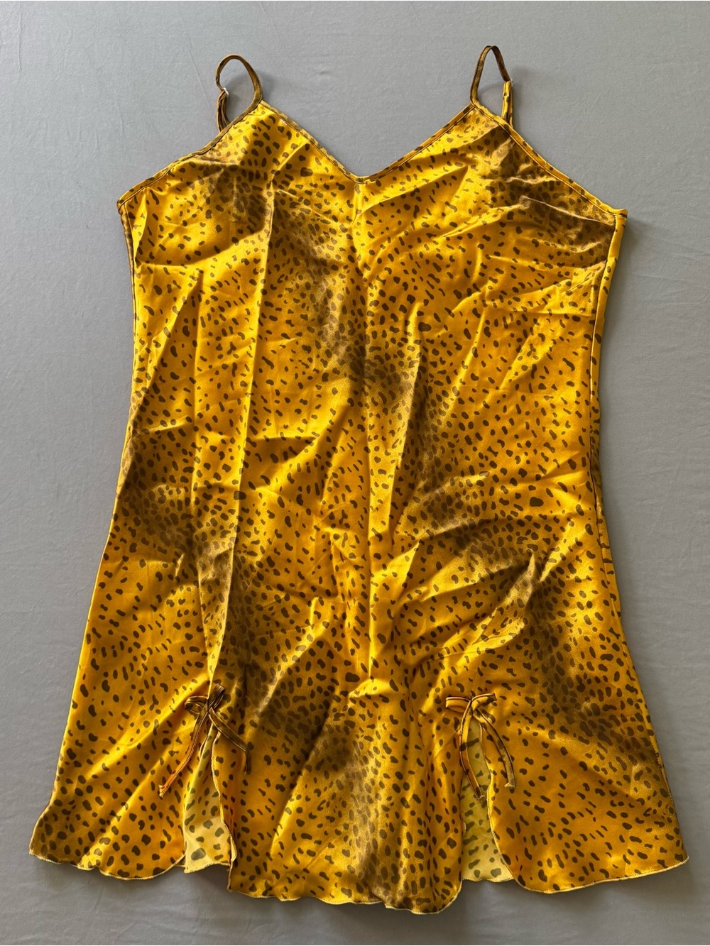 Cheetah Print Satin Mini Slip Dress